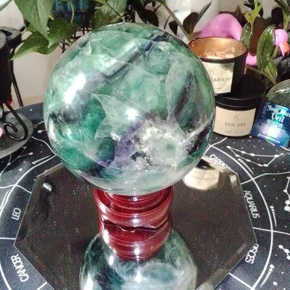 7.1 LB HUGE Druzy Statement Fluorite Crystal Ball Sphere Mineral & Many Rainbows - Picture 10 of 13